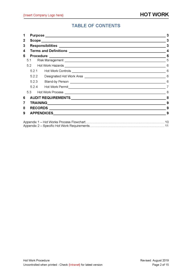 Hot Work Procedure - Beyond Your Horizon - Resource Centre