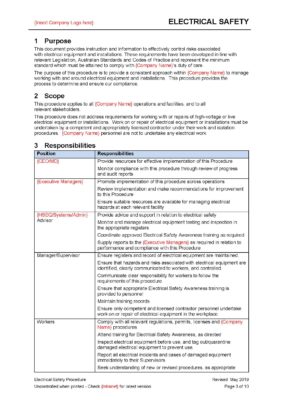 Electrical Safety Procedure Sample - Beyond Your Horizon - Resource Centre