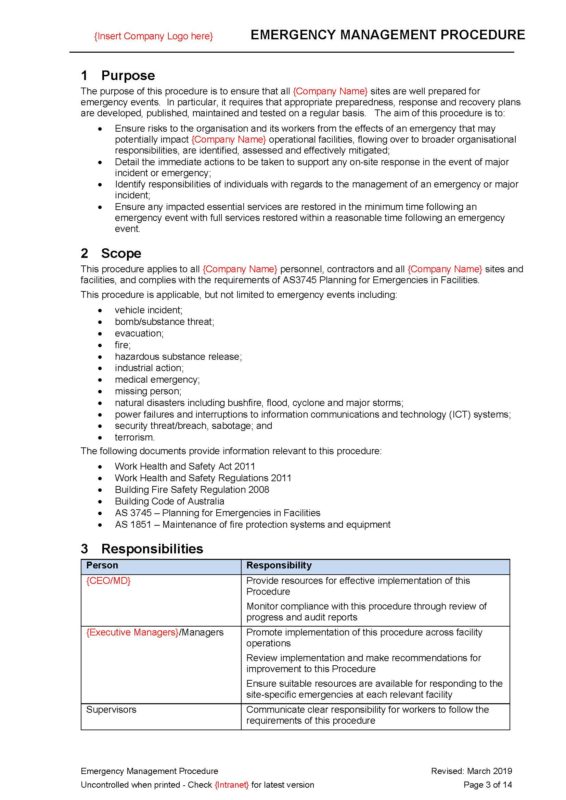 Emergency Management Procedure Sample Beyond Your Horizon Resource