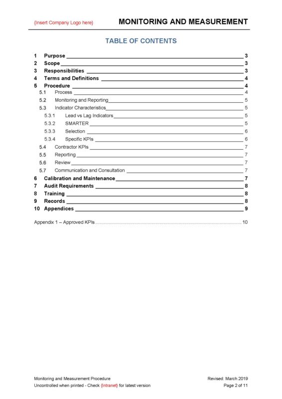 Monitoring and Measurement Procedure - Beyond Your Horizon - Resource ...